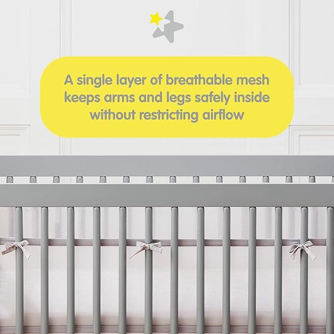 BreathableBaby Mesh Cot Liner – Classic Collection – Fits 2 Sides – Safe Anti-Bumper Design – Grey - Image 4