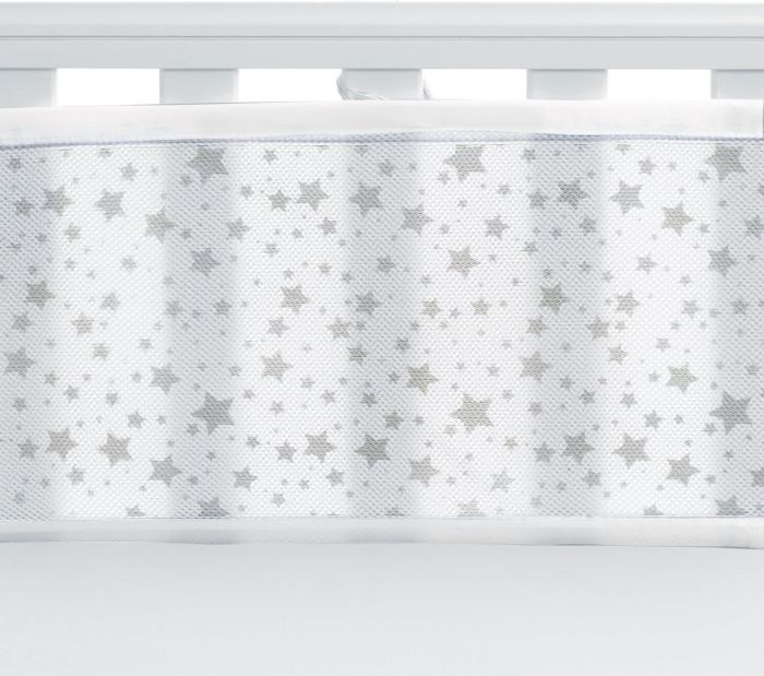 BreathableBaby Mesh Cot Bed Liner – Classic Collection – Fits 4 Sides – Safe Anti-Bumper Design – Twinkle Grey - Image 2