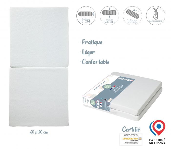 Babycalin Folding Travel Cot Mattress 95 x 65cm - Image 3